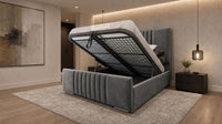 Plush Velvet Steel - Belgravia Luxury Ottoman Storage Bed – Premium Upholstered Gas Lift Bed Frame