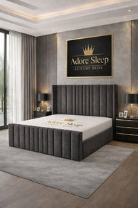 Naples Slate Grey - Celestine Luxe Vertical Panel Upholstered Bed Frame
