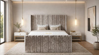 Crushed Velvet Mink - Kensington Fluted Luxury Ottoman Storage Bed