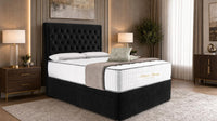 Plush Velvet Black - Regency Chesterfield Luxe Divan Bed with Storage – Deep Buttoned Upholstered Bed Frame