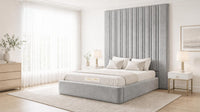 Plush Velvet Silver - Grosvenor Grand Channel Luxury Ottoman Storage Bed