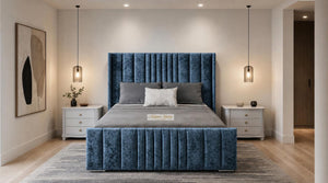 Crushed Velvet Denim Blue