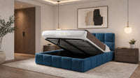 Naples Blue - Aurelius Cloud Luxury Upholstered Ottoman Storage Bed