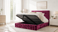 Crushed Velvet Aubergine - Carlton Channel Luxury Ottoman Storage Bed