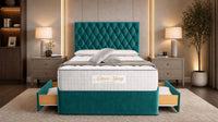 Plush Velvet Teal - Regency Diamond Luxury Divan Bed – Deep Button-Tufted Headboard with Premium Upholstered Frame & Storage