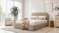 Naples Beige - Ellington Curve Luxury Upholstered Ottoman Storage Bed