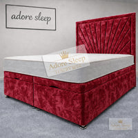 Crushed Velvet Red - Aurelia Regent Luxury Upholstered Ottoman Divan Bed Frame with Storage