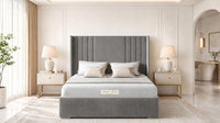 Plush Velvet Steel - Harrogate Gallery Luxury Winged Upholstered Bed Frame