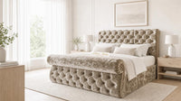 Crushed Velvet Gold - Windsor Chesterfield Luxury Scroll Bed Frame