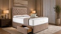 Naples Mink - Regency Chesterfield Luxe Divan Bed with Storage – Deep Buttoned Upholstered Bed Frame