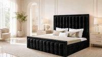 Crushed Velvet Black - Buckingham Tailored Luxury Panelled Ottoman Storage Bed