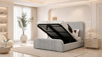 Naples Silver - Beaumont Arc Luxury Ribbed Ottoman Storage Bed