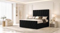Plush Velvet Black - Riviera Fan Luxury Sculpted Ottoman Storage Bed