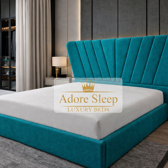 Plush Velvet Teal - Aurelia Fancrest Luxury Upholstered Bed