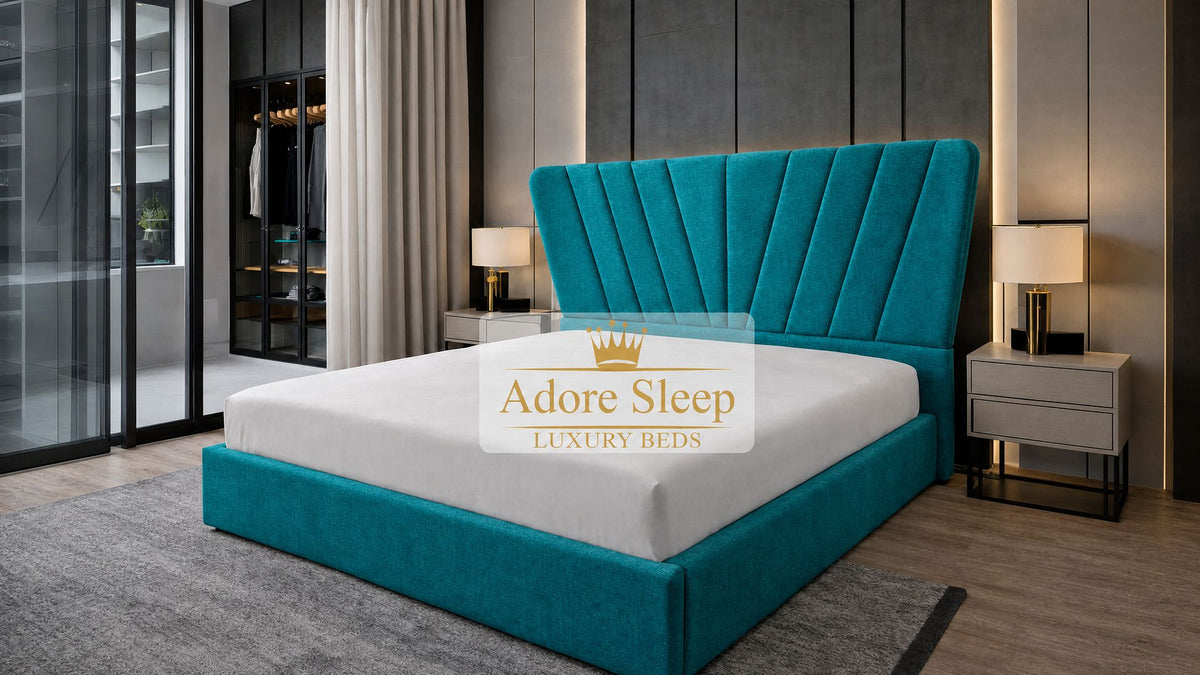 Plush Velvet Teal - Aurelia Fancrest Luxury Upholstered Bed
