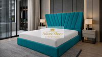 Plush Velvet Teal - Aurelia Fancrest Luxury Upholstered Bed