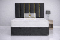 Naples Charcoal - Celestine Luxe Ottoman Divan Bed Frame – Luxury Panelled Upholstered Bed