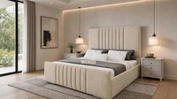 Naples Cream - Belgravia Luxury Ottoman Storage Bed – Premium Upholstered Gas Lift Bed Frame