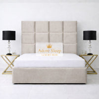 Plush Velvet Beige - Kensington Royale Luxury Ottoman Divan Storage Bed Frame – Premium Panelled Headboard