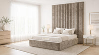 Crushed Velvet Mink - Grosvenor Grand Channel Luxury Ottoman Storage Bed