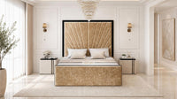 Crushed Velvet Gold - Gatsby Sunray Luxury Art Deco Upholstered Bed Frame