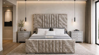 Crushed Velvet Mink - Belgravia Luxury Ottoman Storage Bed – Premium Upholstered Gas Lift Bed Frame