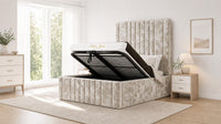 Crushed Velvet Champagne - Knightsbridge Imperial Luxury Panelled Ottoman Storage Bed