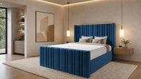 Naples Blue - Kensington Fluted Luxury Ottoman Storage Bed