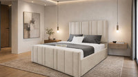Naples Cream - Valentina Linear Luxury Upholstered Bed Frame