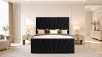 Naples Black - Riviera Fan Luxury Sculpted Ottoman Storage Bed