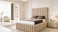 Plush Velvet Beige - Dorchester Wraparound Luxury Channelled Ottoman Storage Bed