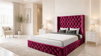 Crushed Velvet Aubergine - Claridge Chesterfield Luxury Deep-Button Ottoman Storage Bed