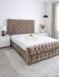 Crushed Velvet Mink - Kensington Royale Luxury Chesterfield Upholstered Bed Frame