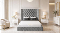 Plush Velvet Steel - Claridge Chesterfield Luxury Deep-Button Ottoman Storage Bed