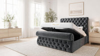 Naples Charcoal - Windsor Chesterfield Luxury Scroll Bed Frame