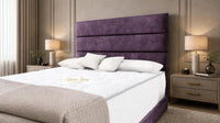 Naples Purple - Monaco Luxe Luxury Divan Bed – Premium Upholstered Panelled Headboard with Storage