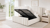 Crushed Velvet Cream - Savoy Ribbed Luxury Ottoman Storage Bed