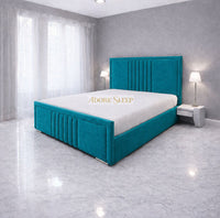 Plush Velvet Teal - Riviera Maison Luxury Panelled Upholstered Bed Frame