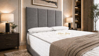 Naples Slate Grey - Kensington Grande Luxury Divan Bed – Premium Upholstered Bed Frame with Tall Vertical Panel Headboard