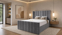 Naples Slate Grey - Kensington Fluted Luxury Ottoman Storage Bed
