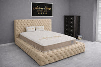 Naples Beige - Aurelia Ambassador Grande Luxury Button-Tufted Upholstered Bed Frame