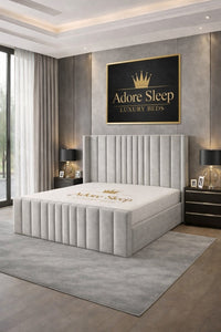 Naples Silver - Celestine Luxe Vertical Panel Upholstered Bed Frame