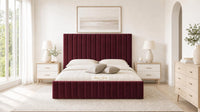 Plush Velvet Maroon - Carlton Channel Luxury Ottoman Storage Bed