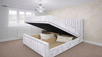 Crushed Velvet White - Kensington Prestige Ottoman Divan Upholstered Bed Frame