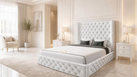 Crushed Velvet White - Claridge Chesterfield Luxury Deep-Button Ottoman Storage Bed