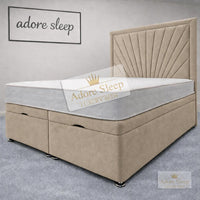 Naples Sand - Aurelia Regent Luxury Upholstered Ottoman Divan Bed Frame with Storage