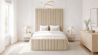 Plush Velvet Beige - Knightsbridge Imperial Luxury Panelled Ottoman Storage Bed