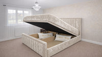 Crushed Velvet Cream - Kensington Prestige Ottoman Divan Upholstered Bed Frame