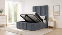 Naples Slate Grey - Knightsbridge Imperial Luxury Panelled Ottoman Storage Bed