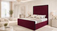 Plush Velvet Maroon - Gatsby Sunray Luxury Art Deco Upholstered Bed Frame